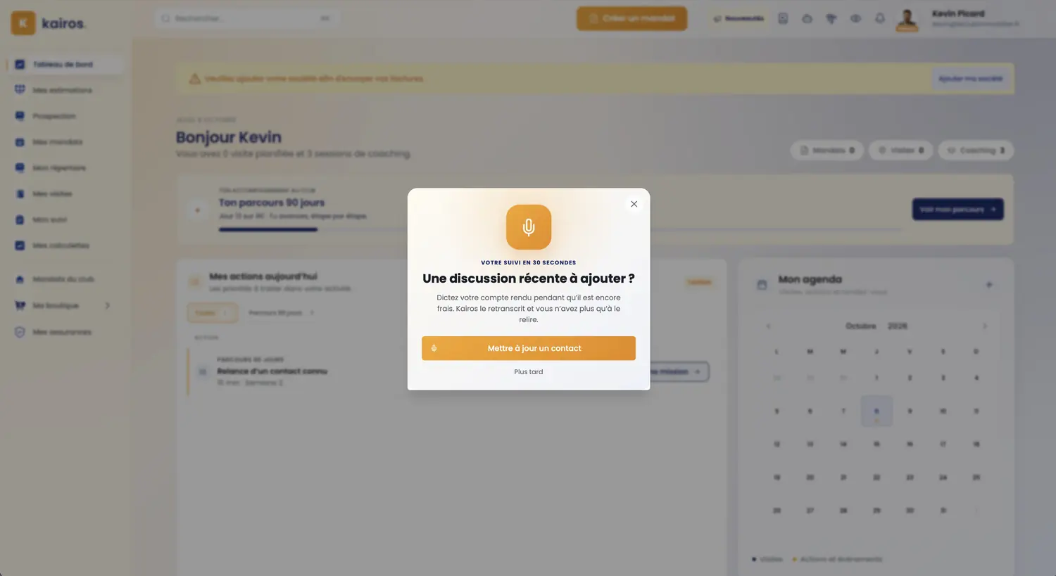La mise à jour vocale d’un contact dans Kairos